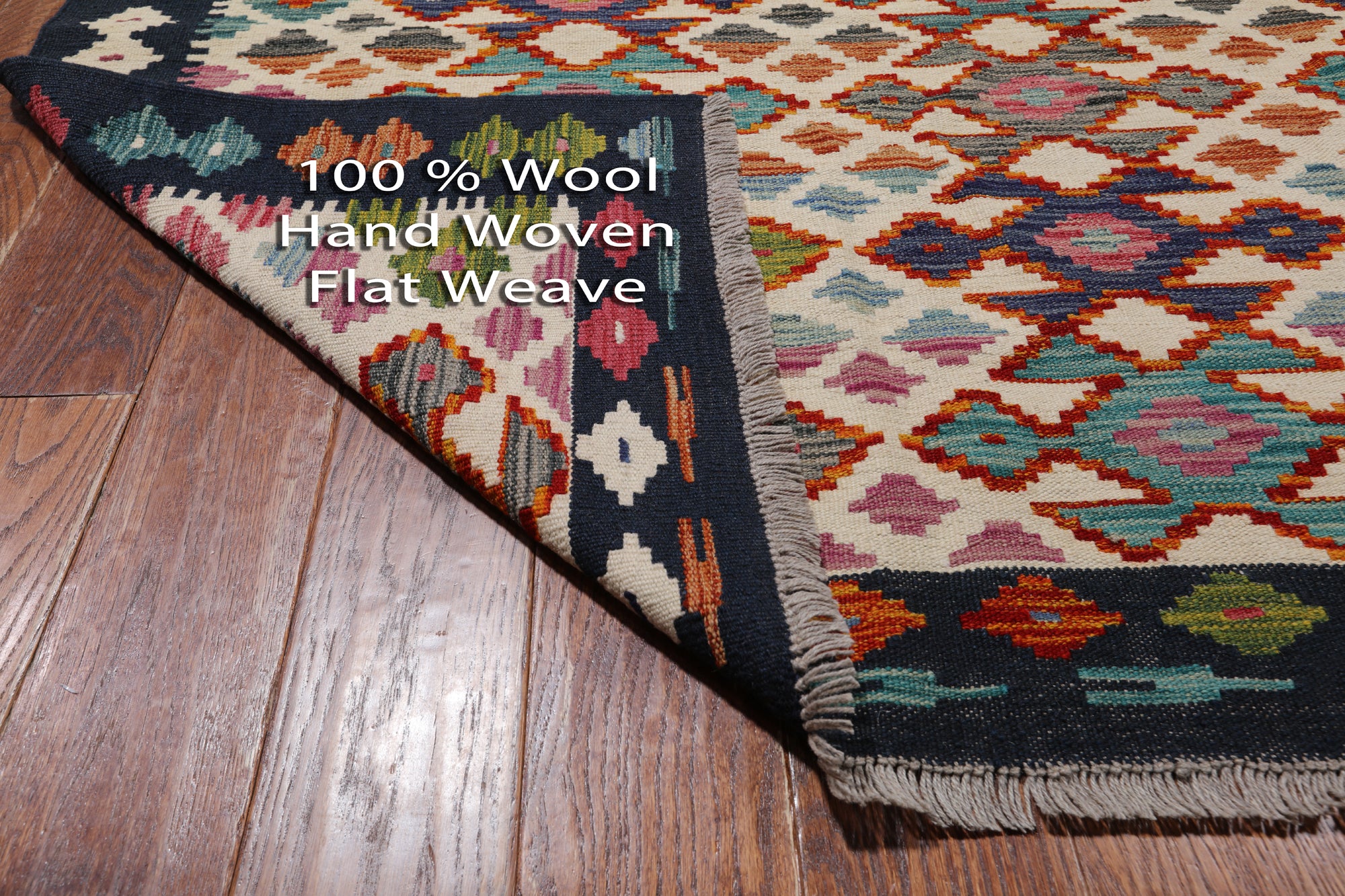 SUPER SALE Reversible Kilim Flat Weave Wool On Wool Rug - 110' 2" X 13' 1"