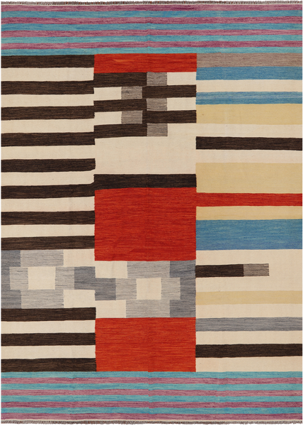 SUPER SALE Reversible Kilim Flat Weave Wool On Wool Rug - 8' 3" X 11' 5"