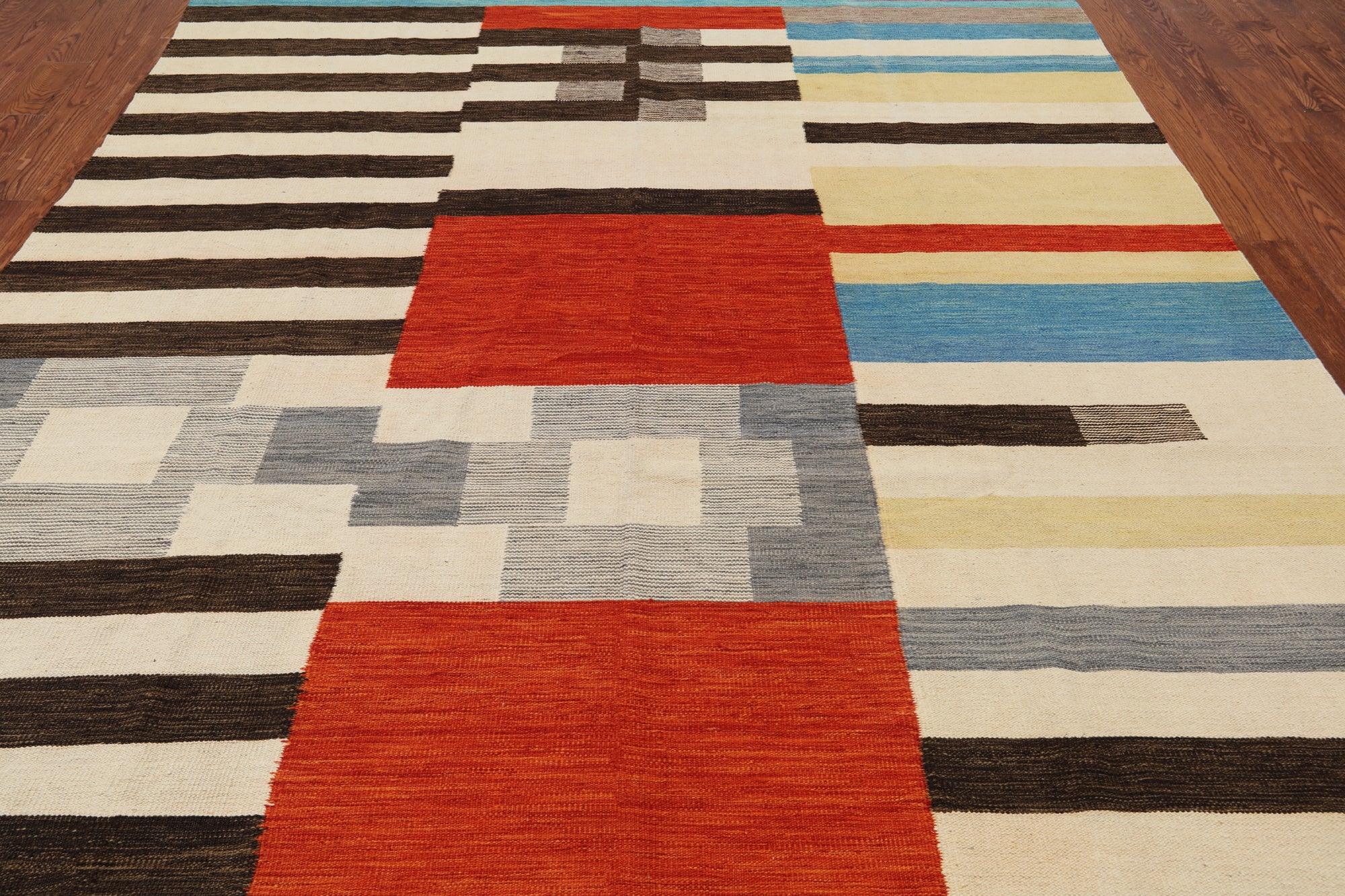 SUPER SALE Reversible Kilim Flat Weave Wool On Wool Rug - 8' 3" X 11' 5"