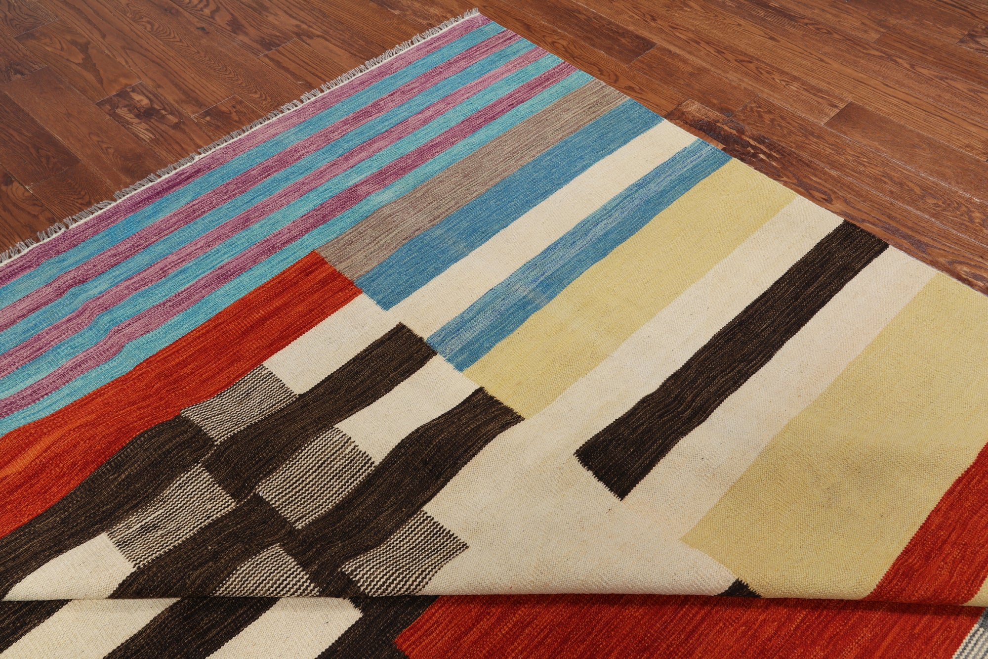 SUPER SALE Reversible Kilim Flat Weave Wool On Wool Rug - 8' 3" X 11' 5"