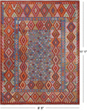 SUPER SALE Reversible Kilim Flat Weave Wool On Wool Rug - 8' 5" X 11' 1"