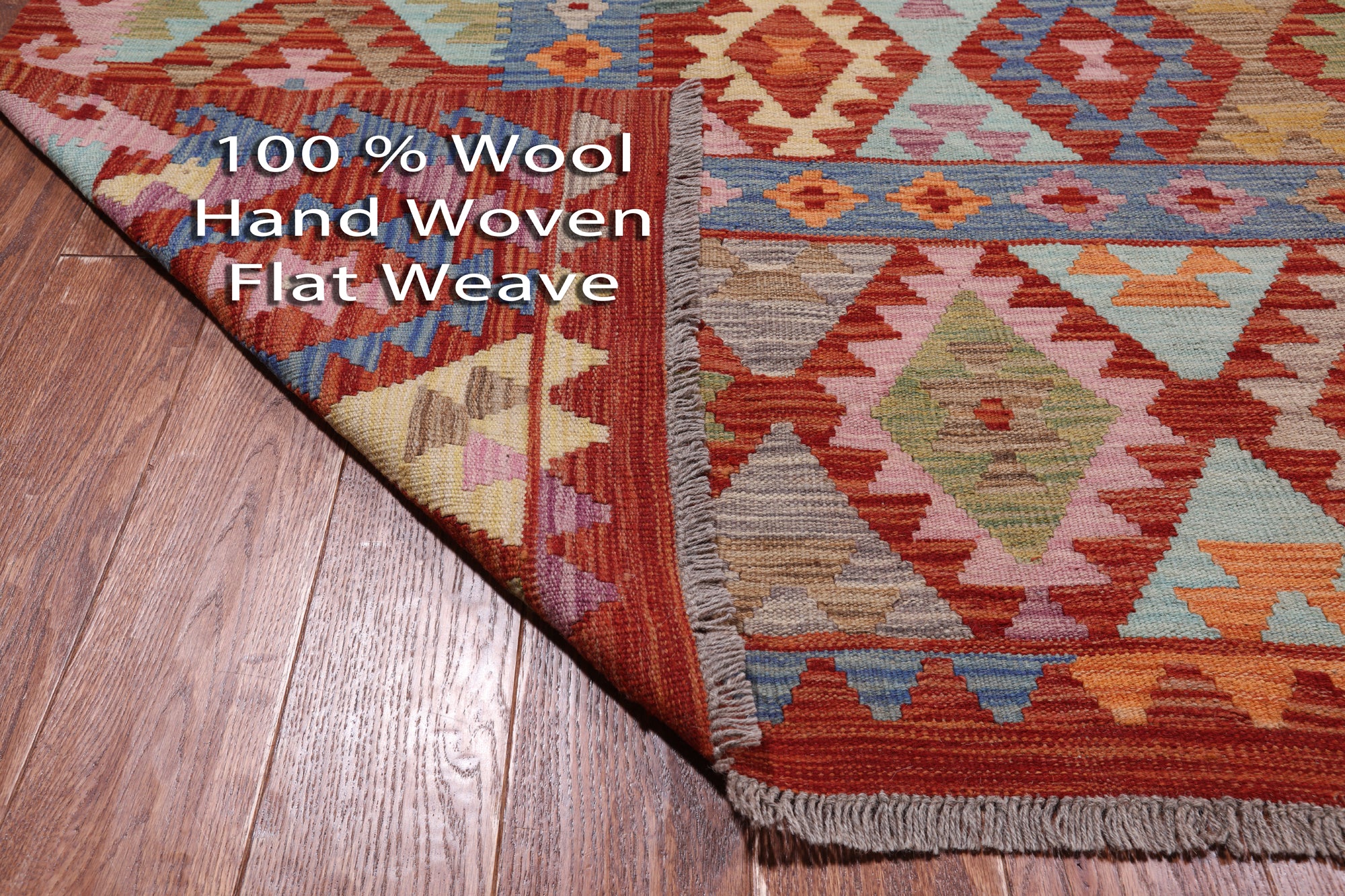 SUPER SALE Reversible Kilim Flat Weave Wool On Wool Rug - 8' 5" X 11' 1"