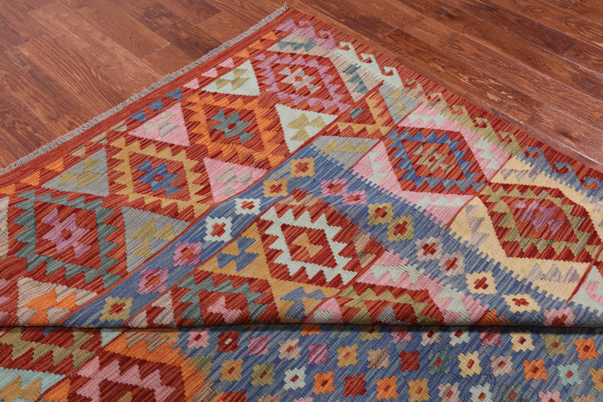 SUPER SALE Reversible Kilim Flat Weave Wool On Wool Rug - 8' 5" X 11' 1"