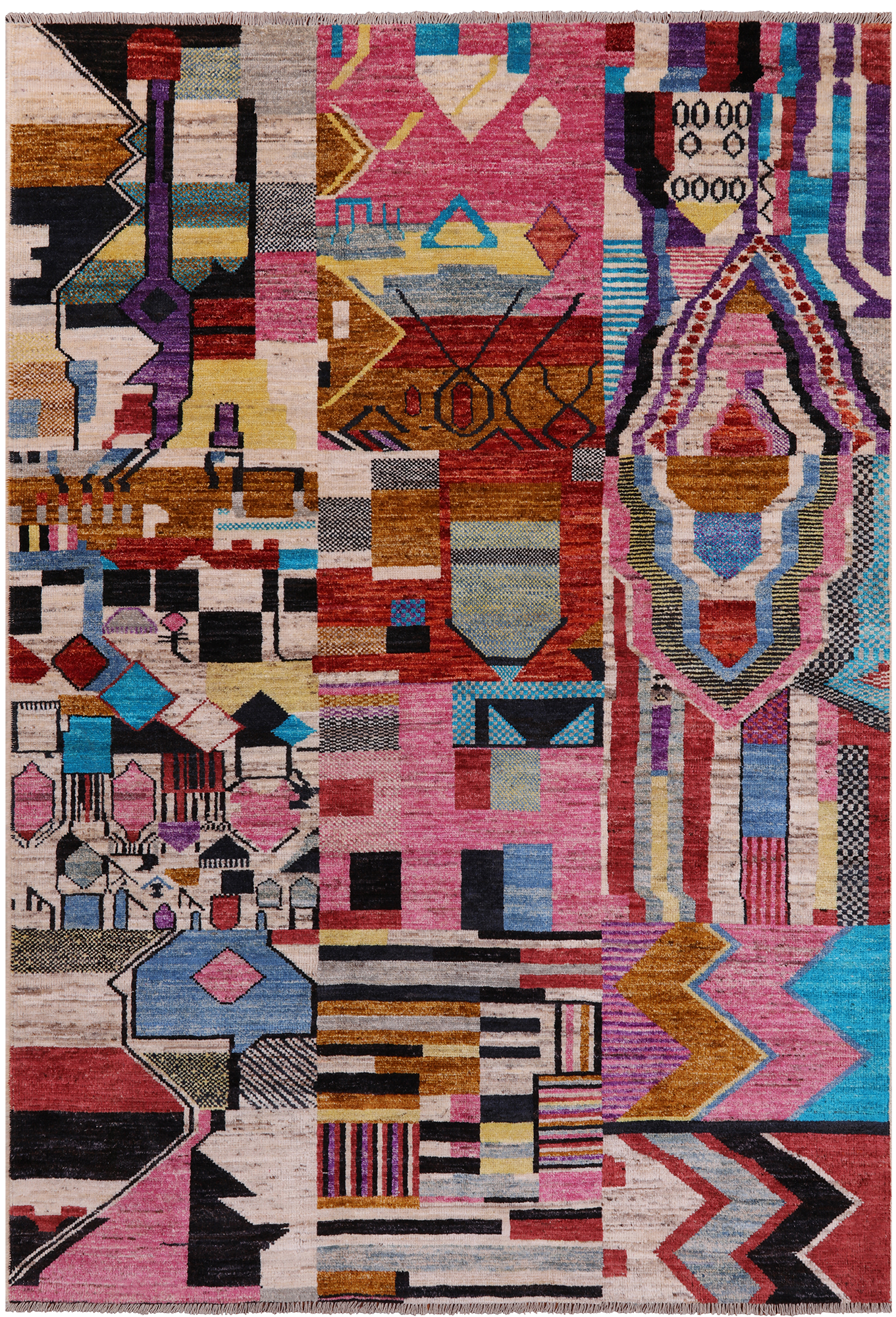 Tribal Moroccan Handmade Wool On Wool Rug - 6' 2" X 9' 0"