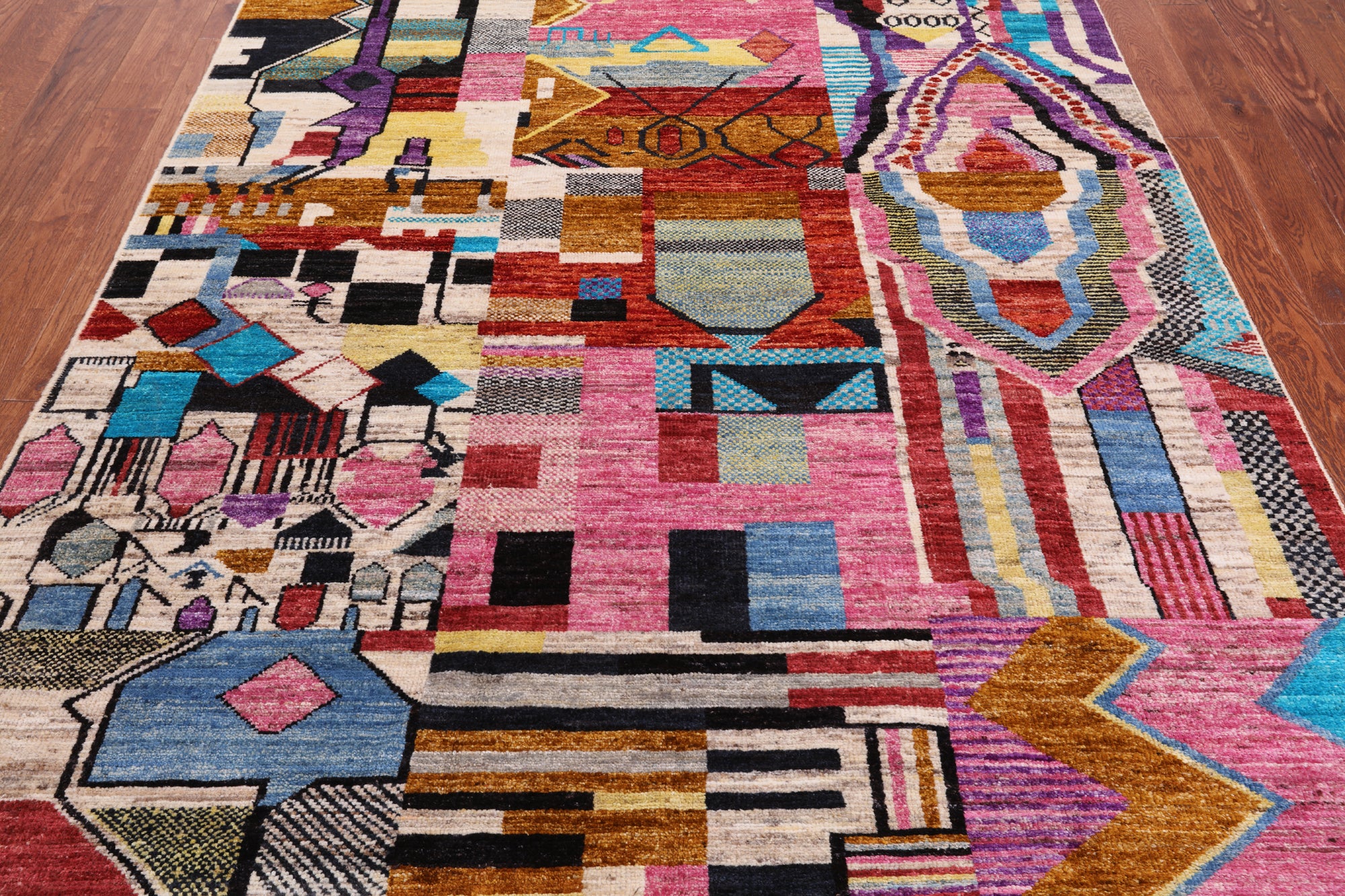 Tribal Moroccan Handmade Wool On Wool Rug - 6' 2" X 9' 0"