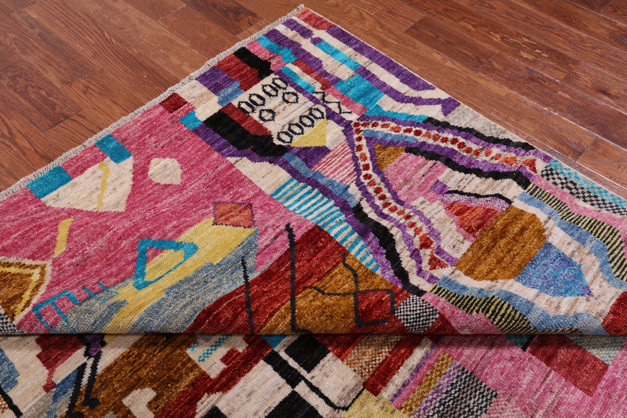 Tribal Moroccan Handmade Wool On Wool Rug - 6' 2" X 9' 0"