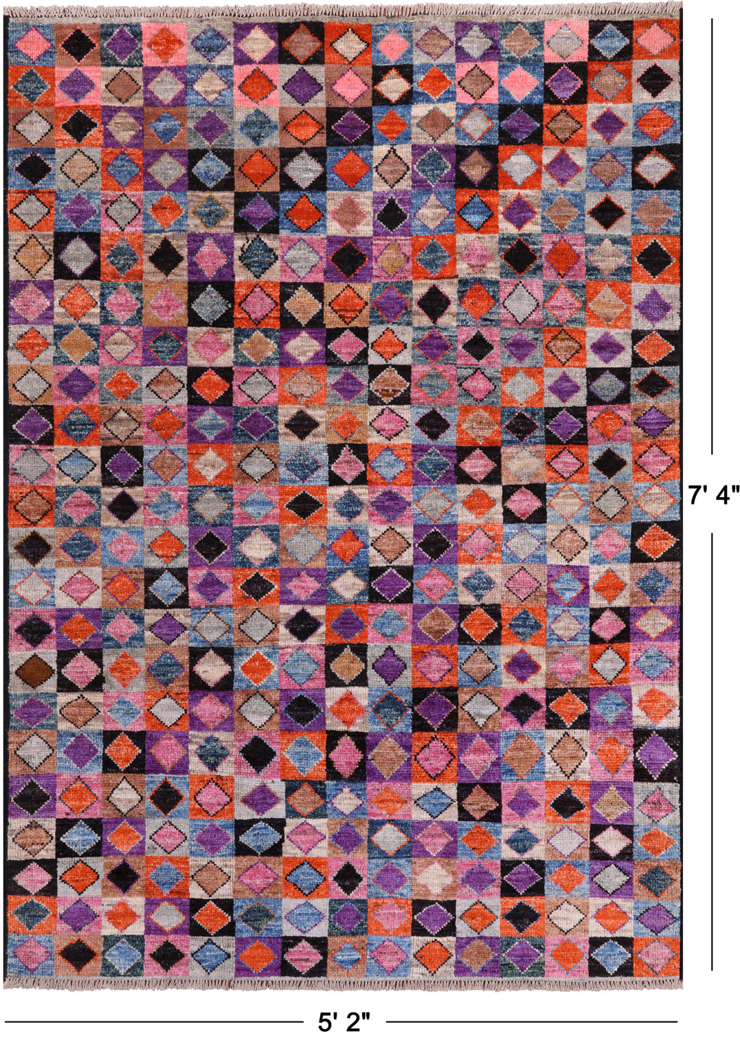 Tribal Moroccan Handmade Wool On Wool Rug - 5' 2" X 7' 4"
