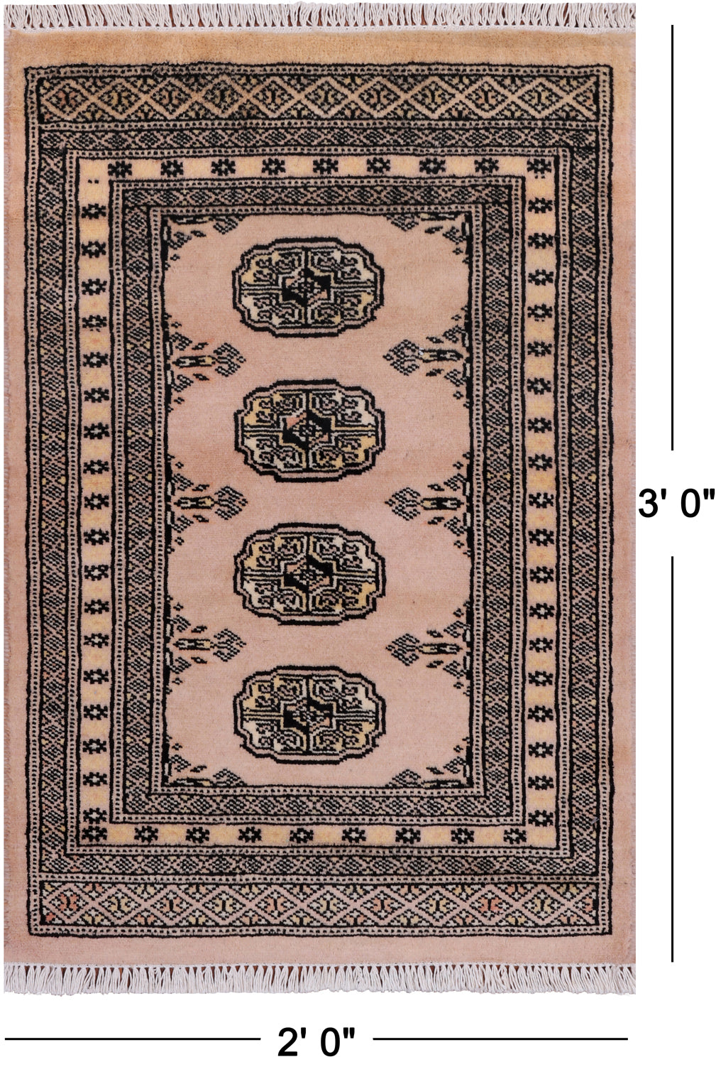 Ivory Bokhara Hand Knotted Wool Rug - 2' 0" X 3' 0"