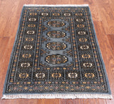 Grey Bokhara Handmade Wool Rug - 2' 0" X 2' 11"