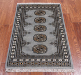 Grey Bokhara Handmade Wool Rug - 2' 0" X 3' 2"