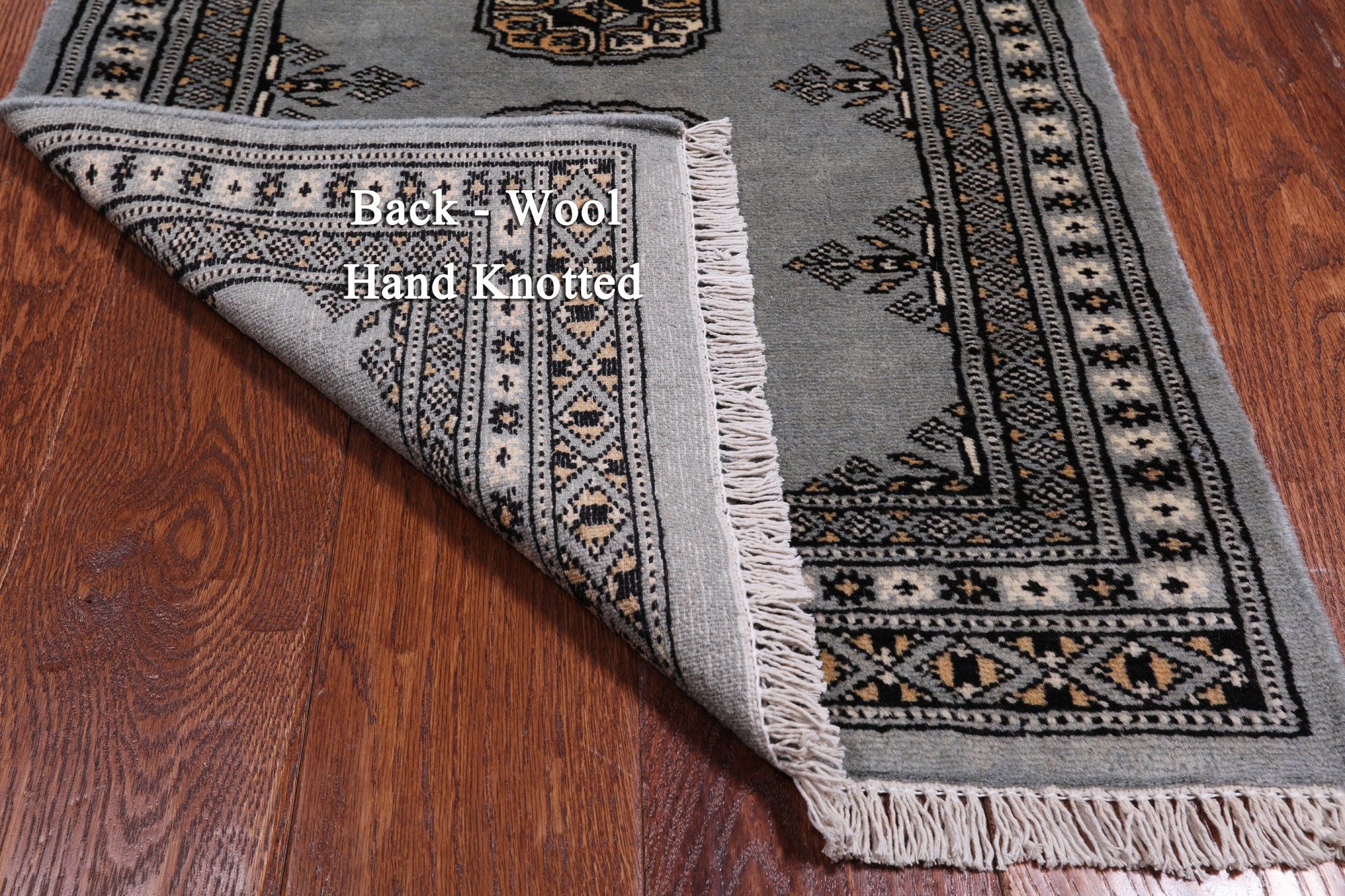 Grey Bokhara Handmade Wool Rug - 2' 0" X 3' 2"