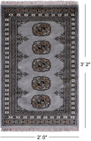 Grey Bokhara Handmade Wool Rug - 2' 0" X 3' 2"