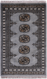 Grey Bokhara Handmade Wool Rug - 2' 0" X 3' 2"