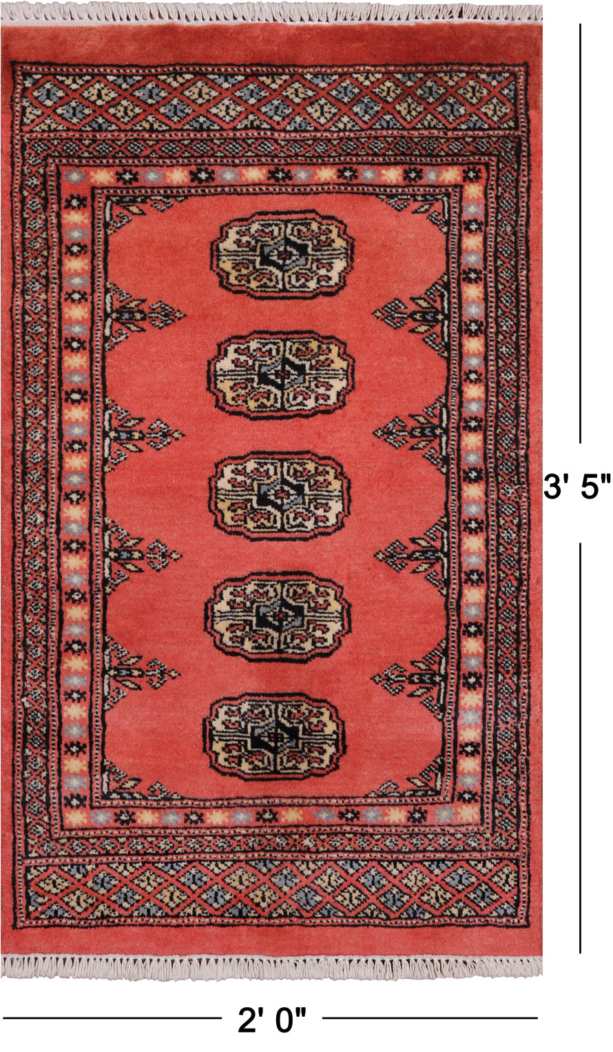 Bokhara Hand Knotted Wool Rug - 2' 0" X 3' 5"