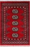 Red Bokhara Handmade Wool Rug - 2' 1" X 3' 1"