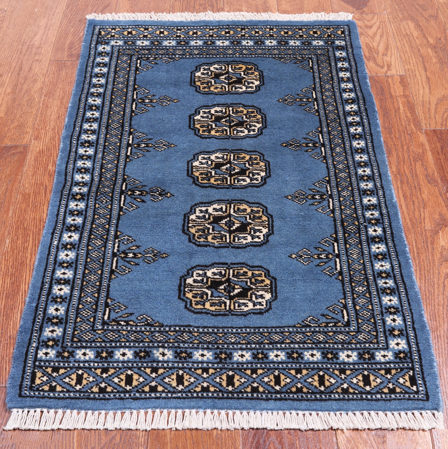 Blue Bokhara Hand-Knotted Wool Rug - 2' 0" X 3' 0"