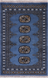 Blue Bokhara Hand-Knotted Wool Rug - 2' 0" X 3' 0"