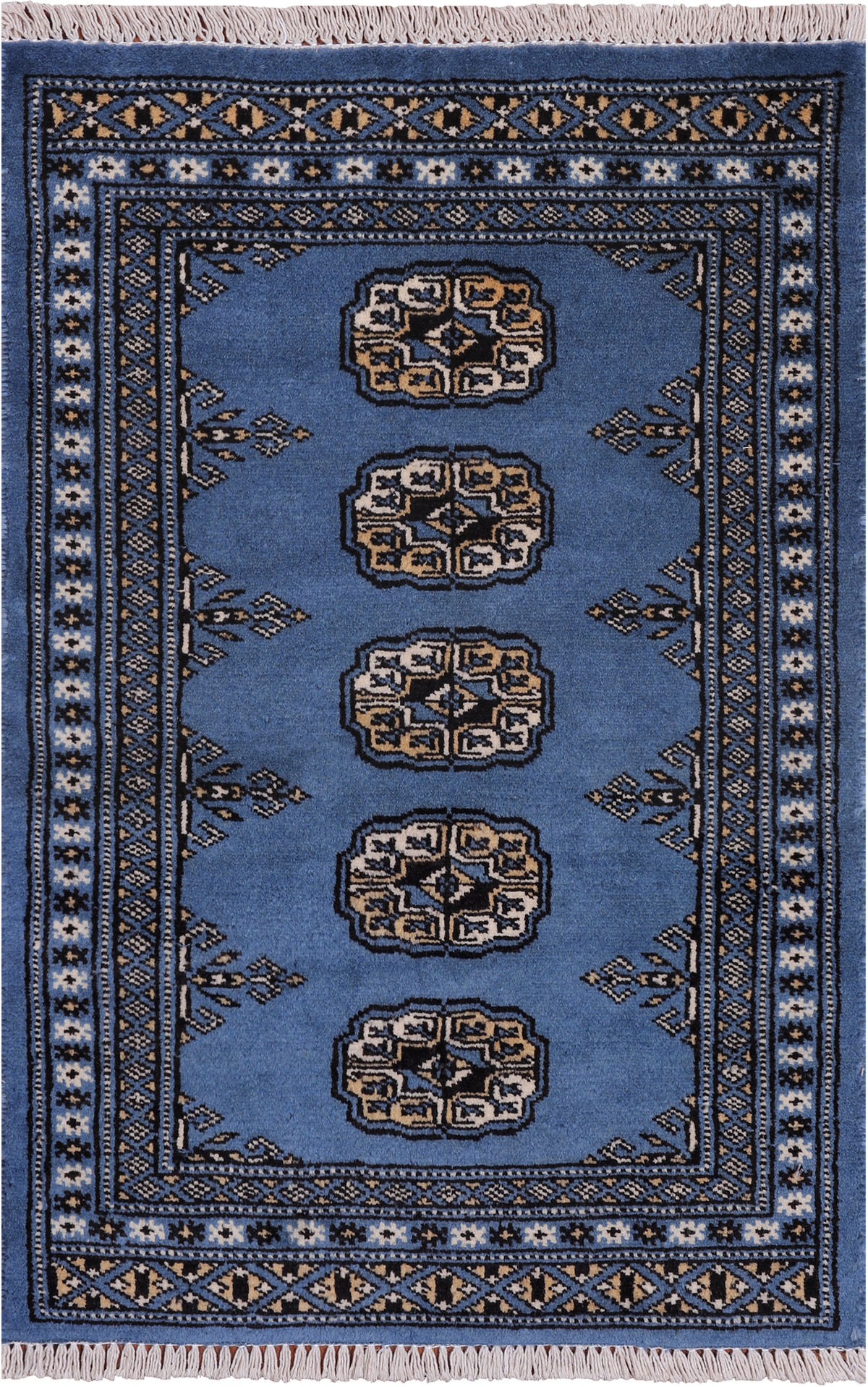 Blue Bokhara Hand-Knotted Wool Rug - 2' 0" X 3' 0"