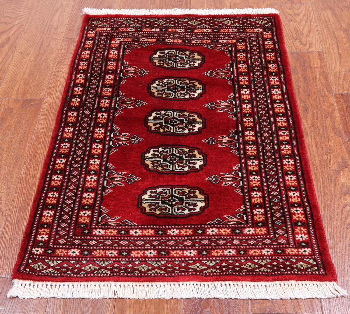 Red Bokhara Hand-Knotted Wool Rug - 2' 0" X 2' 10"