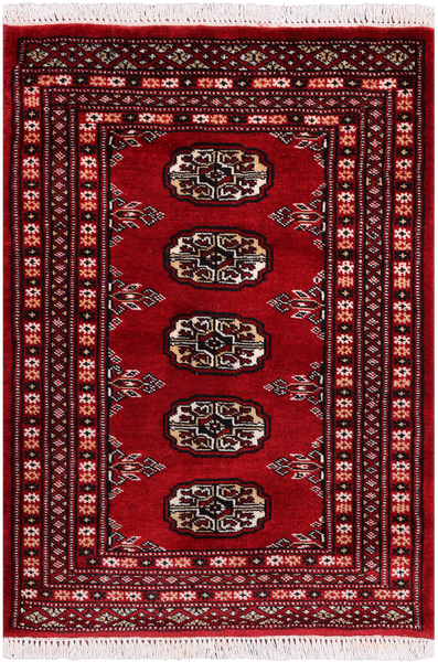 Red Bokhara Hand-Knotted Wool Rug - 2' 0" X 2' 10"