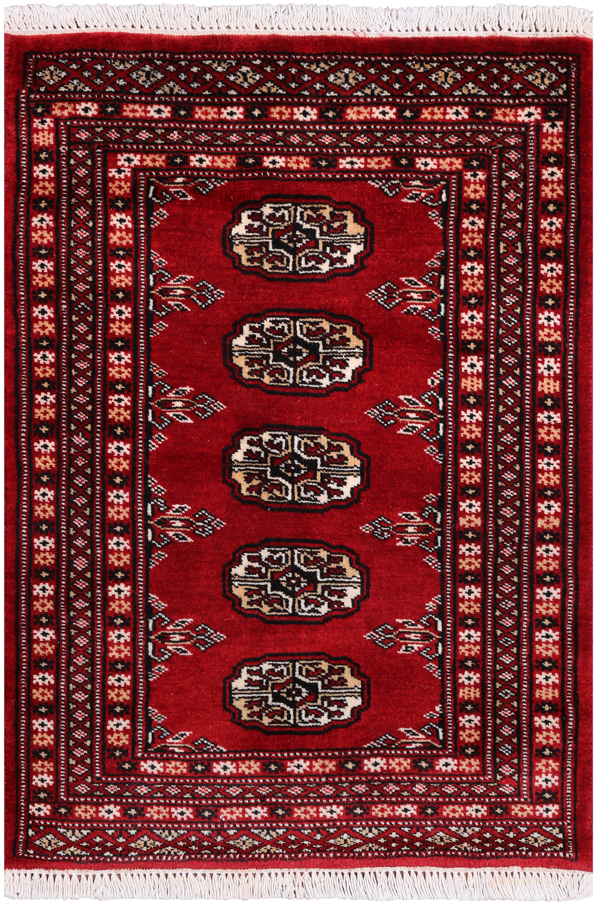 Red Bokhara Hand-Knotted Wool Rug - 2' 0" X 2' 10"