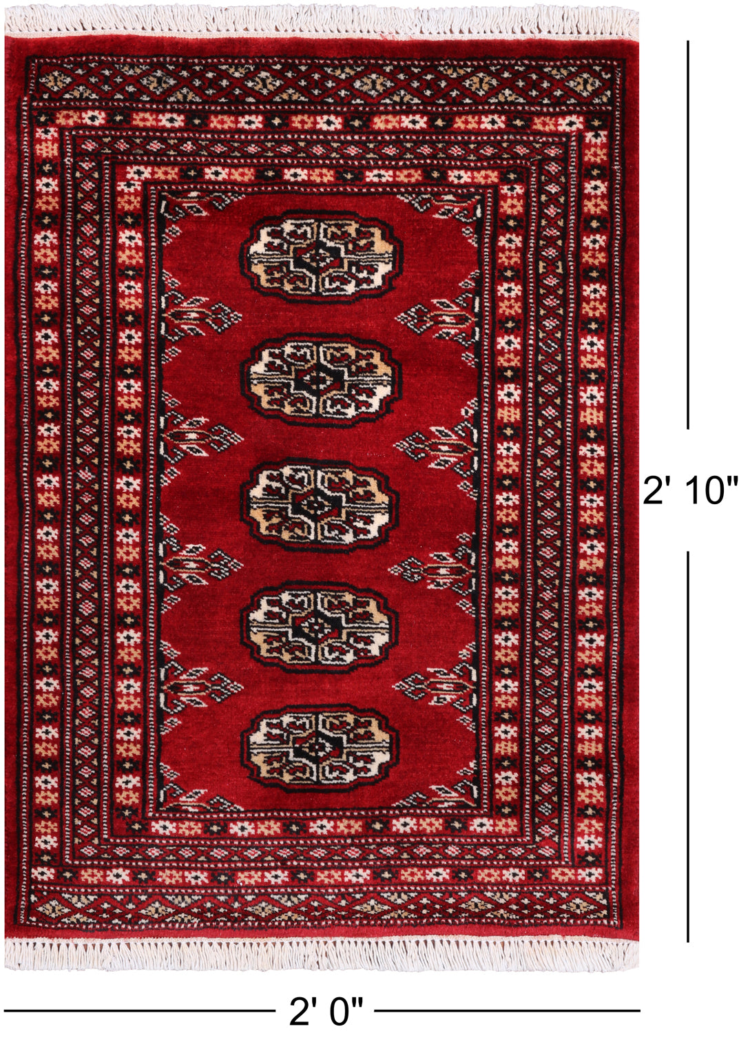 Red Bokhara Hand-Knotted Wool Rug - 2' 0" X 2' 10"