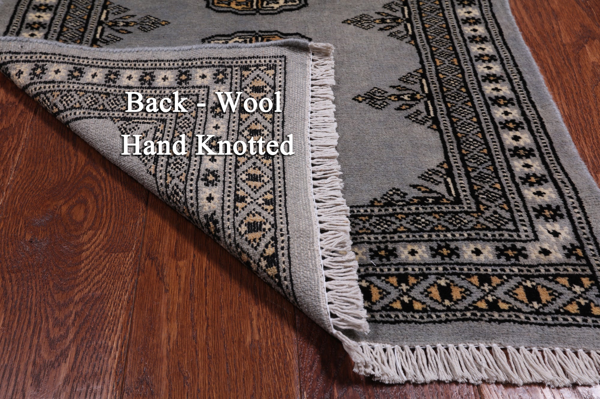 Grey Bokhara Handmade Wool Rug - 2' 0" X 3' 3"