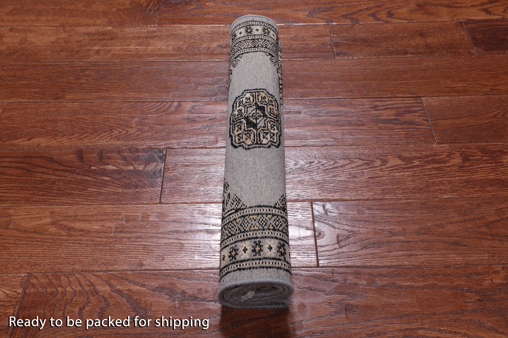 Grey Bokhara Handmade Wool Rug - 2' 0" X 3' 3"