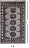 Grey Bokhara Handmade Wool Rug - 2' 0" X 3' 3"