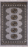 Grey Bokhara Handmade Wool Rug - 2' 0" X 3' 3"