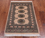 Beige Bokhara Hand Knotted Wool Rug - 2' 0" X 3' 1"