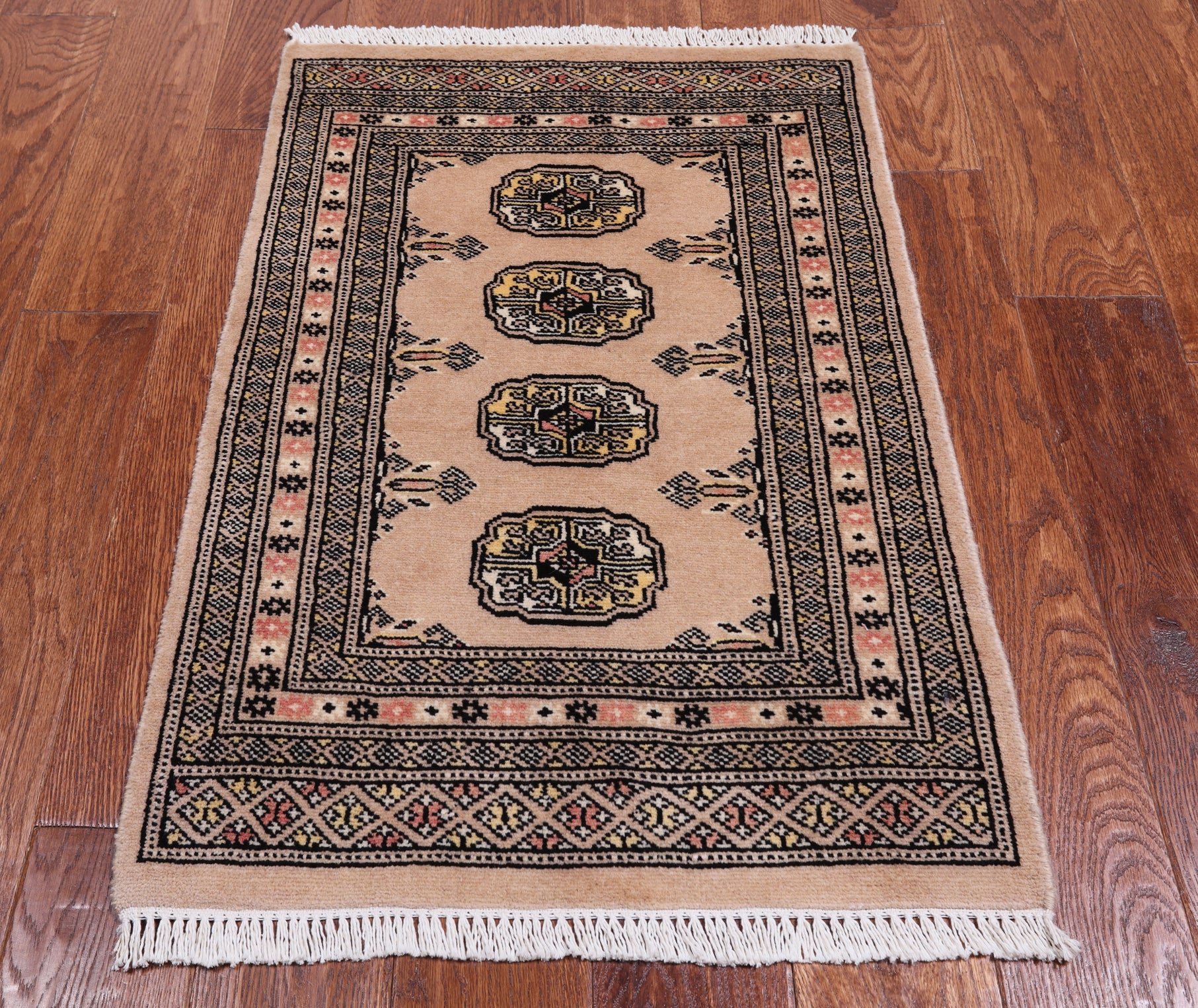 Beige Bokhara Hand Knotted Wool Rug - 2' 0" X 3' 1"