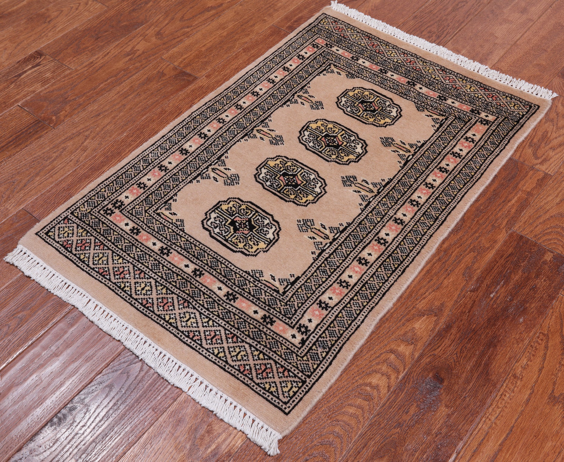 Beige Bokhara Hand Knotted Wool Rug - 2' 0" X 3' 1"