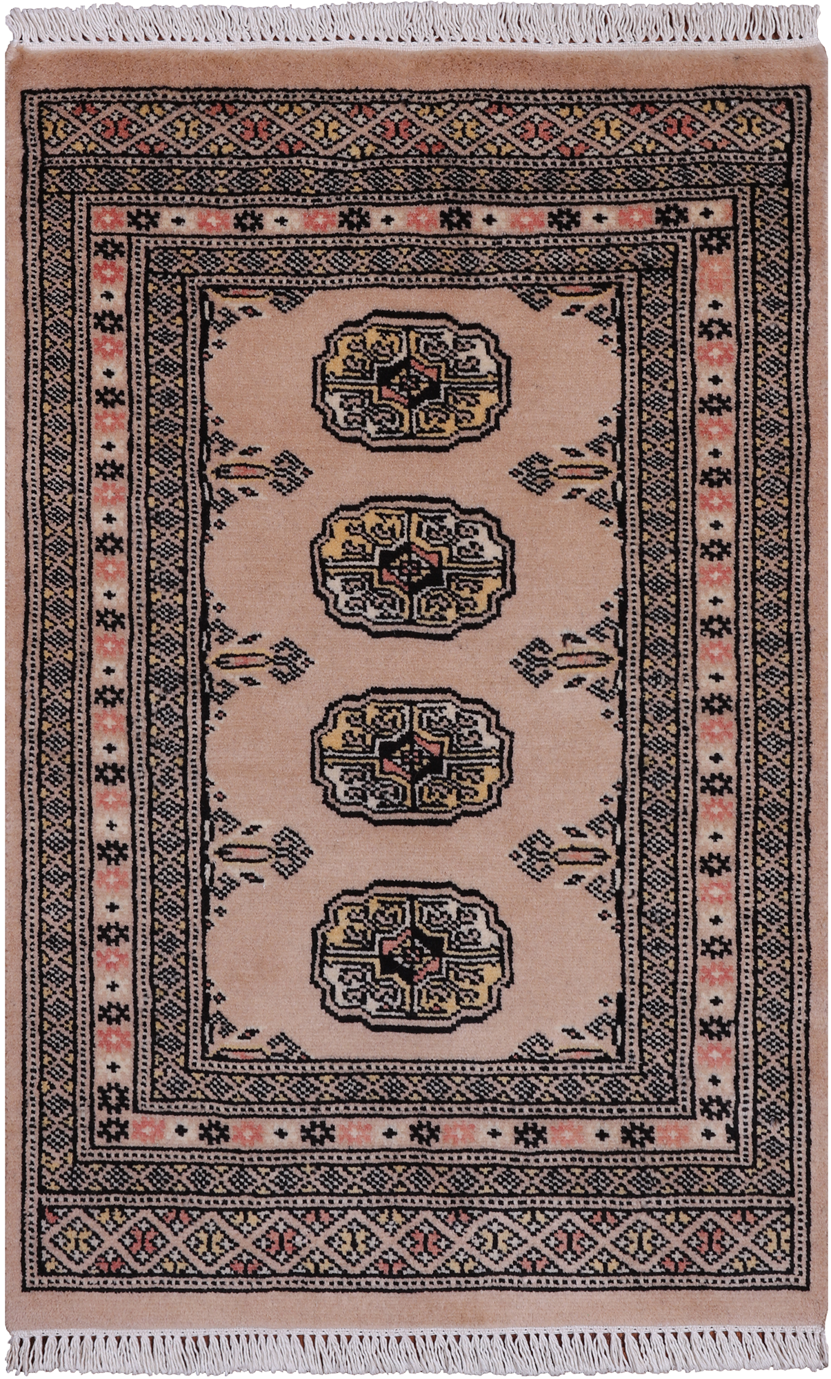 Beige Bokhara Hand Knotted Wool Rug - 2' 0" X 3' 1"