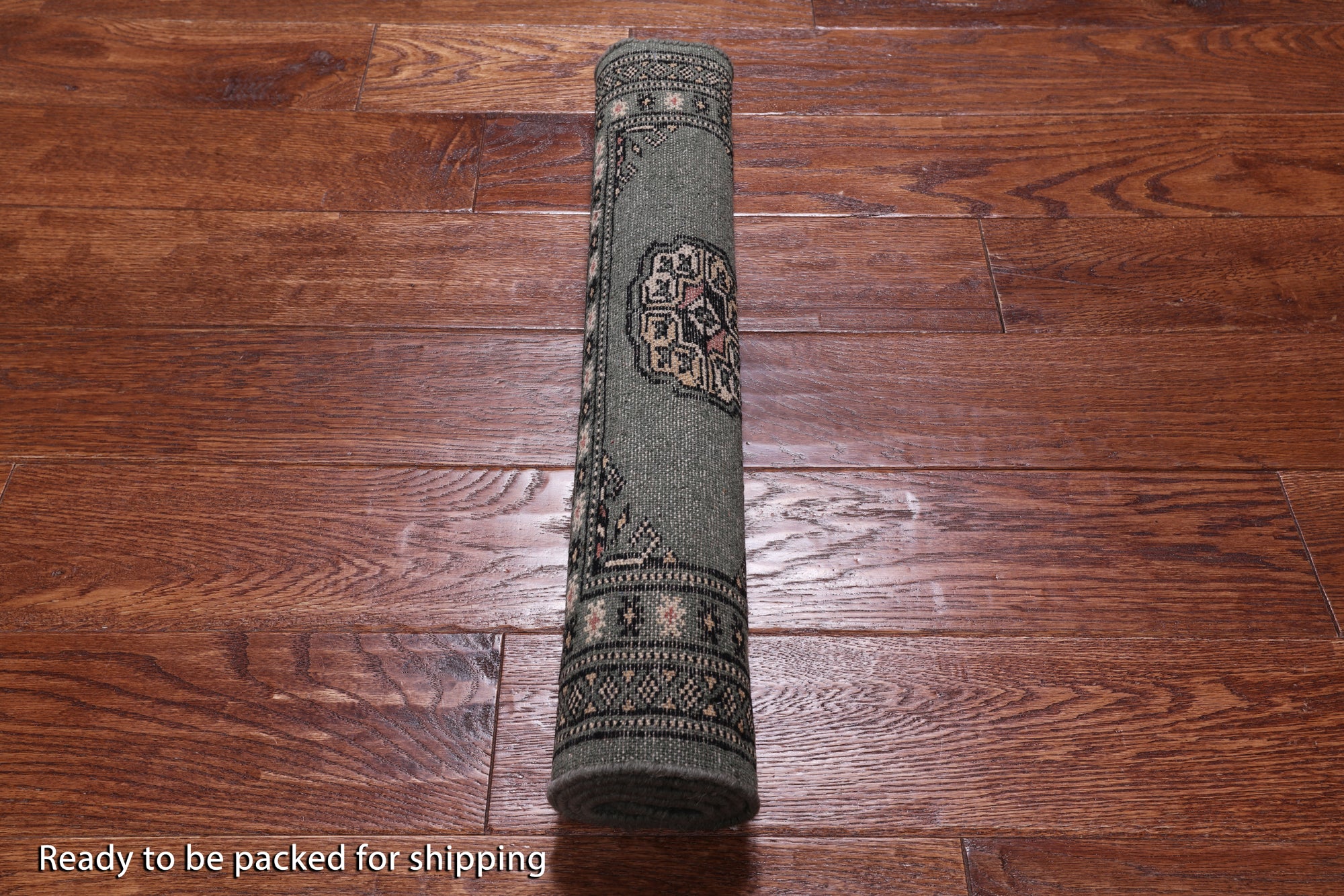 Green Bokhara Hand Knotted Wool Rug - 2' 1" X 3' 1"