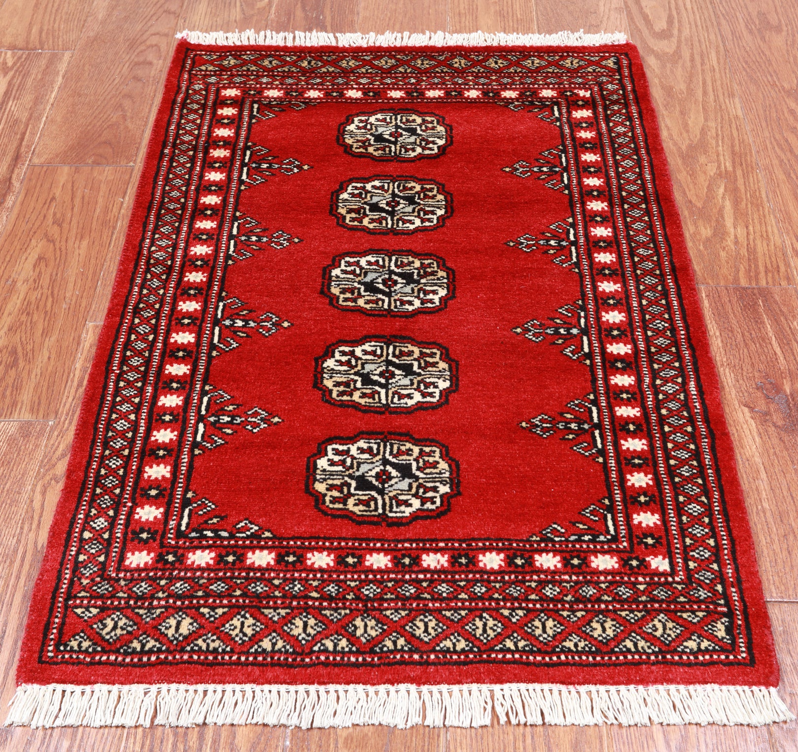 Red Bokhara Hand Knotted Wool Rug - 2' 0" X 3' 0"