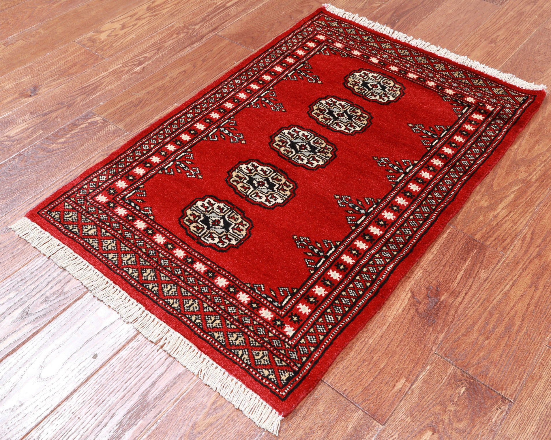 Red Bokhara Hand Knotted Wool Rug - 2' 0" X 3' 0"