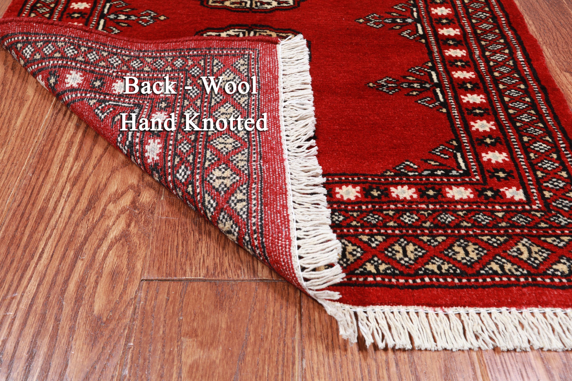 Red Bokhara Hand Knotted Wool Rug - 2' 0" X 3' 0"