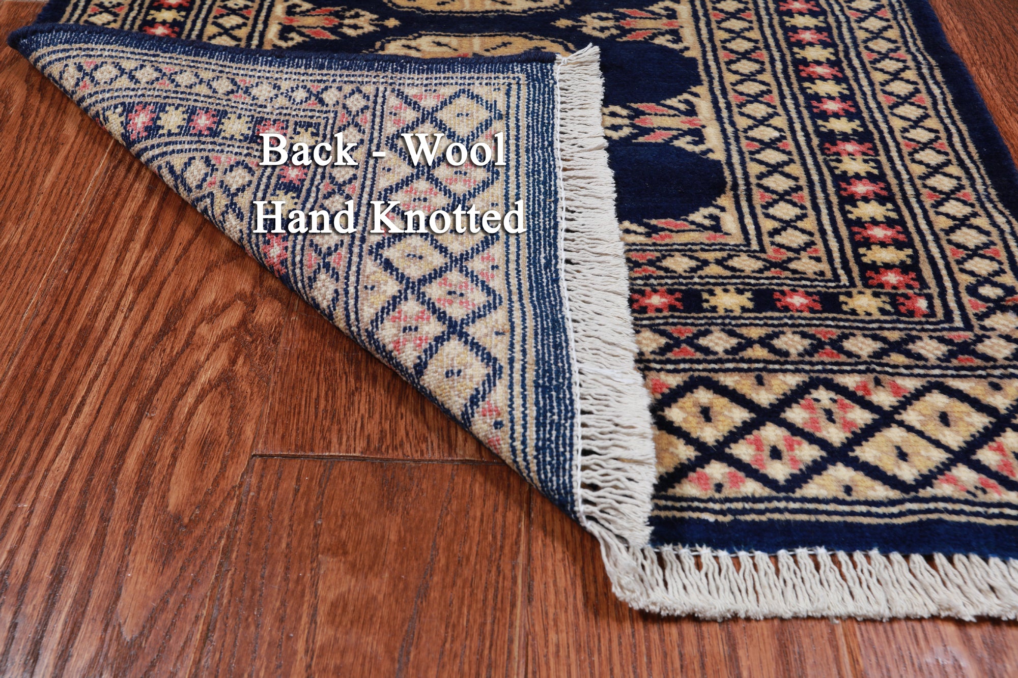 Navy Blue Bokhara Hand-Knotted Wool Rug - 2' 0" X 3' 0"