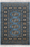 Blue Bokhara Handmade Wool Rug - 2' 0" X 2' 11"