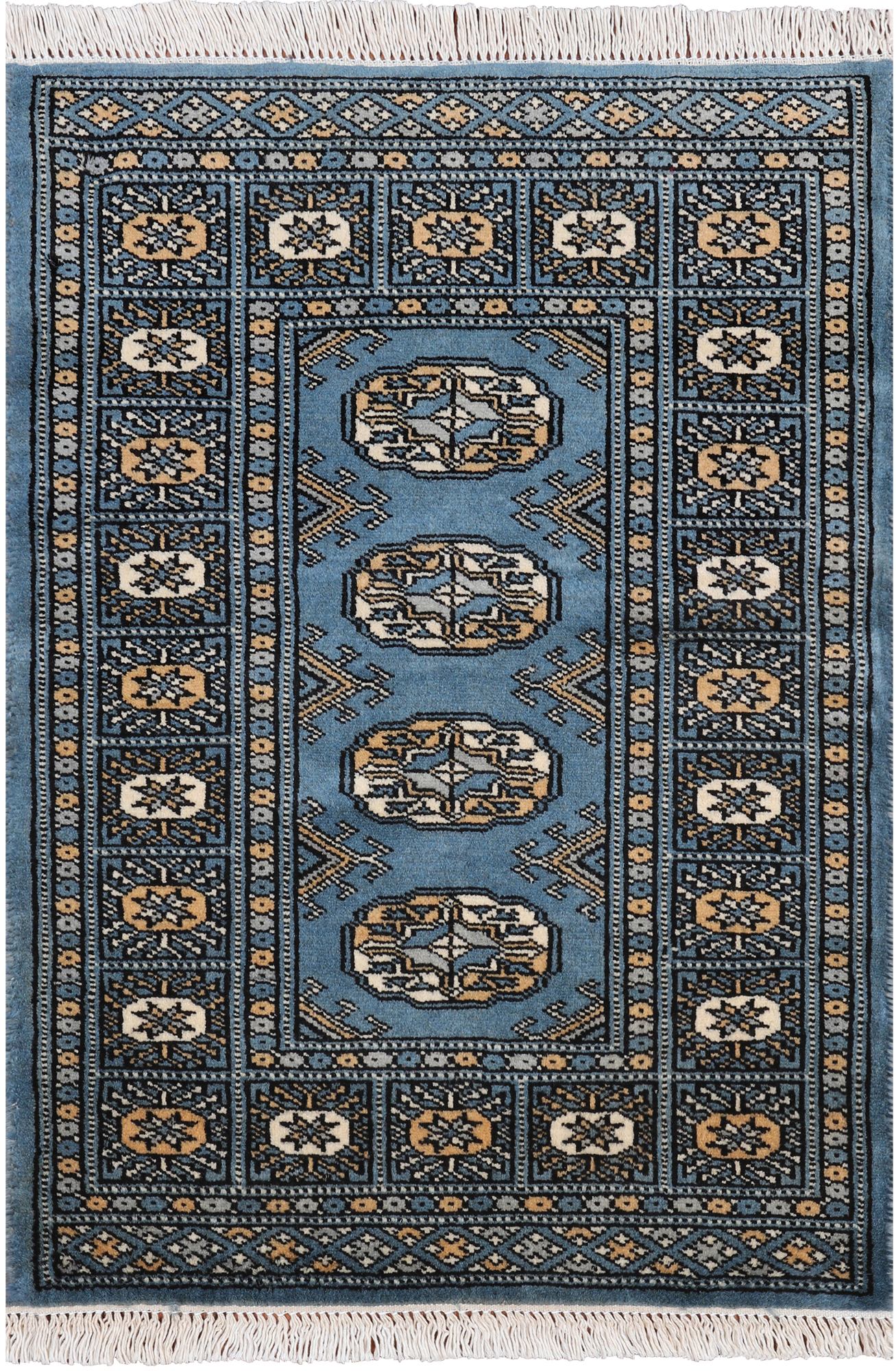 Blue Bokhara Handmade Wool Rug - 2' 0" X 2' 11"