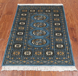 Blue Bokhara Handmade Wool Rug - 2' 0" X 2' 11"