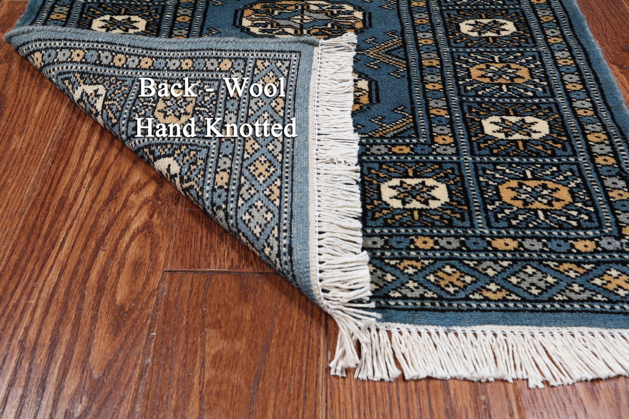 Blue Bokhara Handmade Wool Rug - 2' 0" X 2' 11"