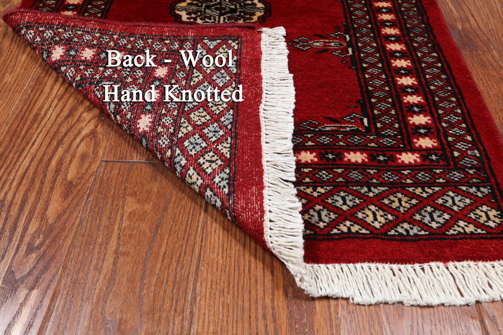 Red Bokhara Handmade Wool Rug - 2' 1" X 3' 4"