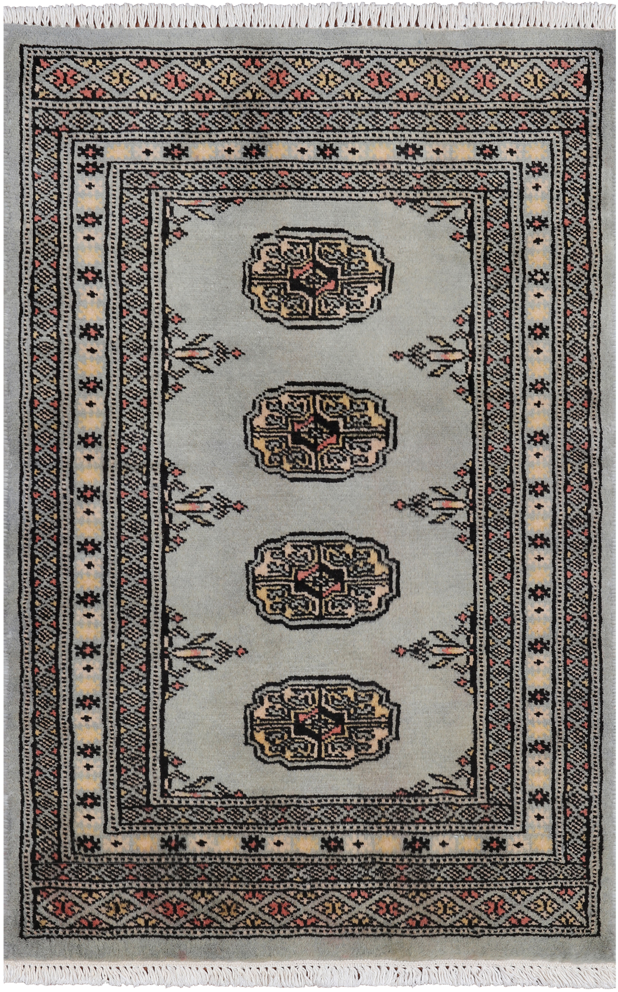 Grey Bokhara Handmade Wool Rug - 2' 0" X 3' 2"