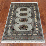 Grey Bokhara Handmade Wool Rug - 2' 0" X 3' 2"