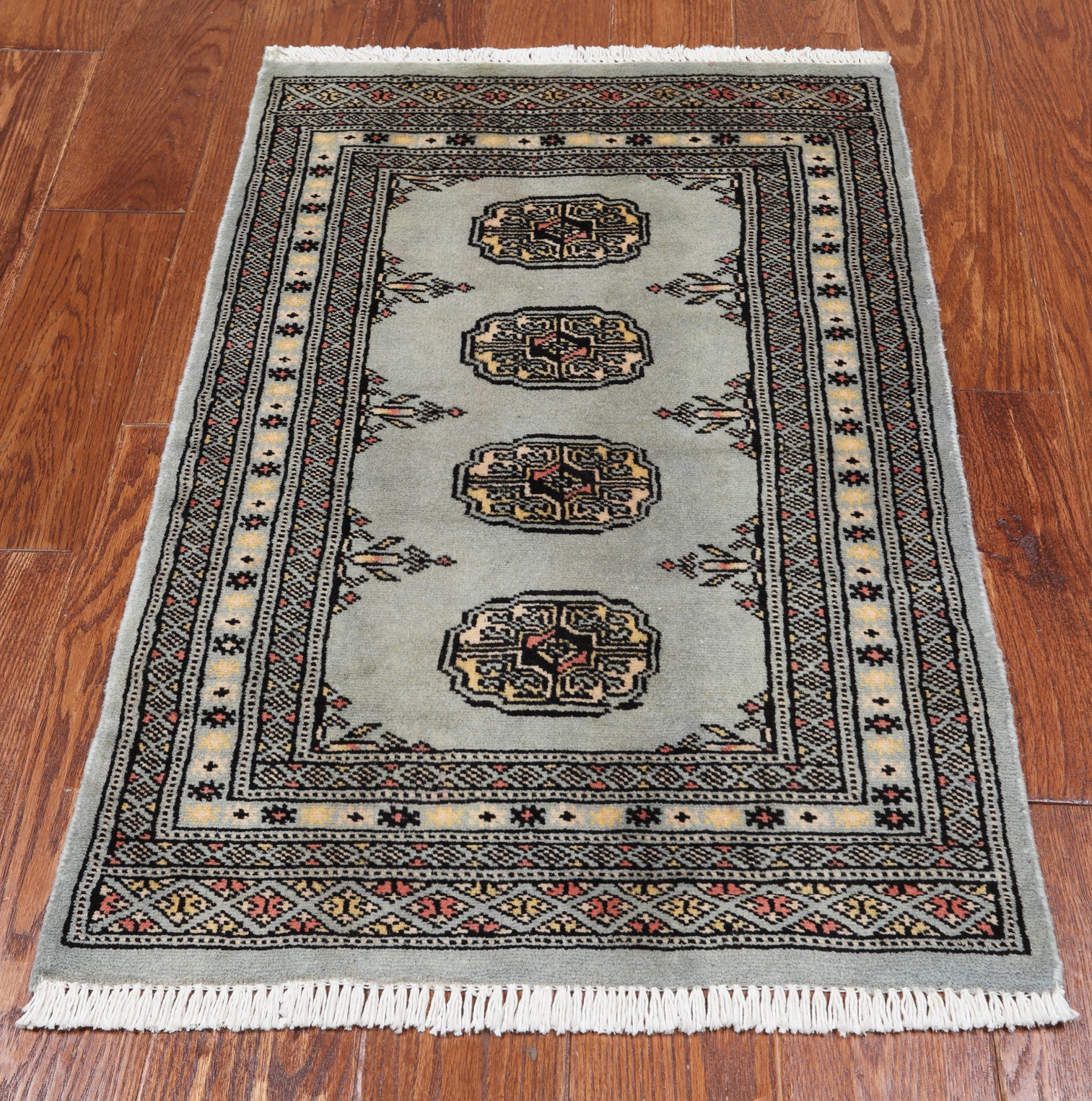 Grey Bokhara Handmade Wool Rug - 2' 0" X 3' 2"