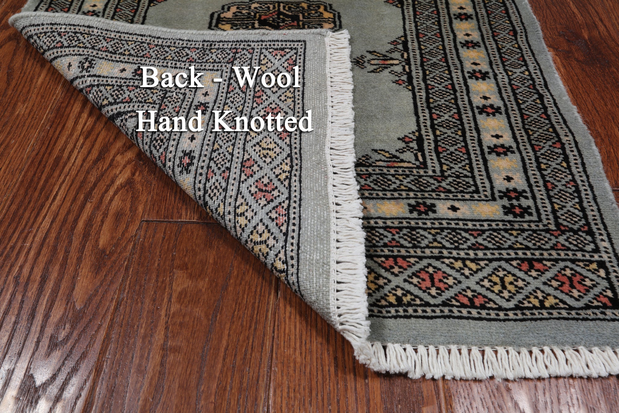 Grey Bokhara Handmade Wool Rug - 2' 0" X 3' 2"