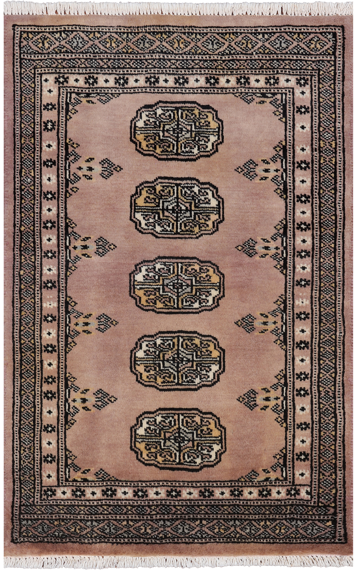 Light Brown Bokhara Hand-Knotted Wool Rug - 2' 0" X 3' 1"