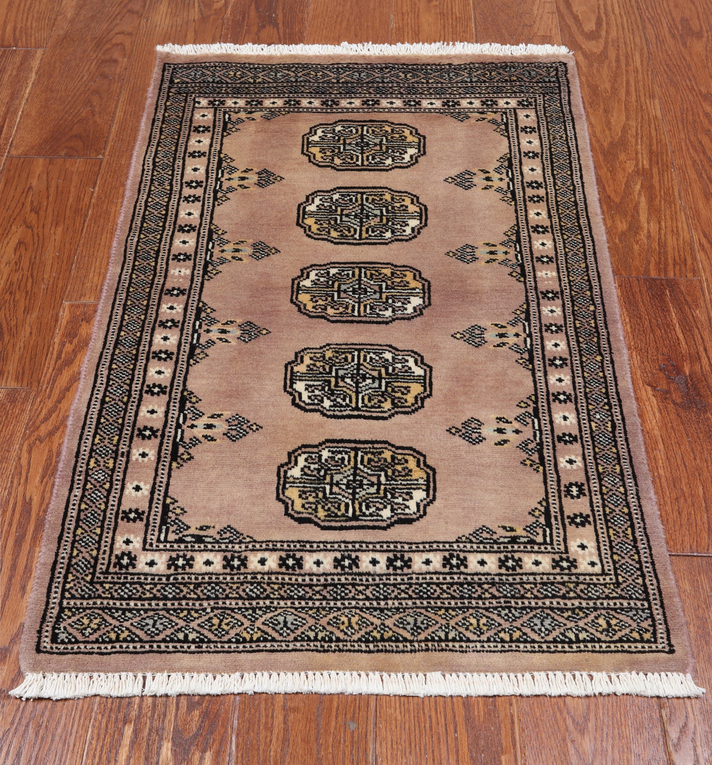 Light Brown Bokhara Hand-Knotted Wool Rug - 2' 0" X 3' 1"